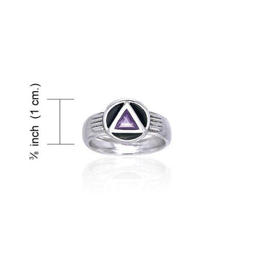 Gemstone AA Symbol Silver Ring TRI122 - Jewelry